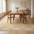 Hand-Knotted Mamluk Pastel colors Rug in a dining room