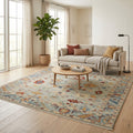 Hand-Knotted Oushak Rug in a living room