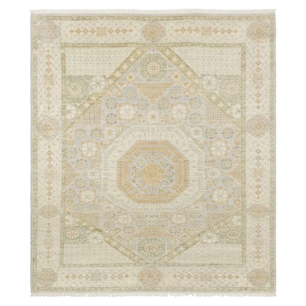 Hand-Knotted Royal Look Mamluk Rug, full view on a white background