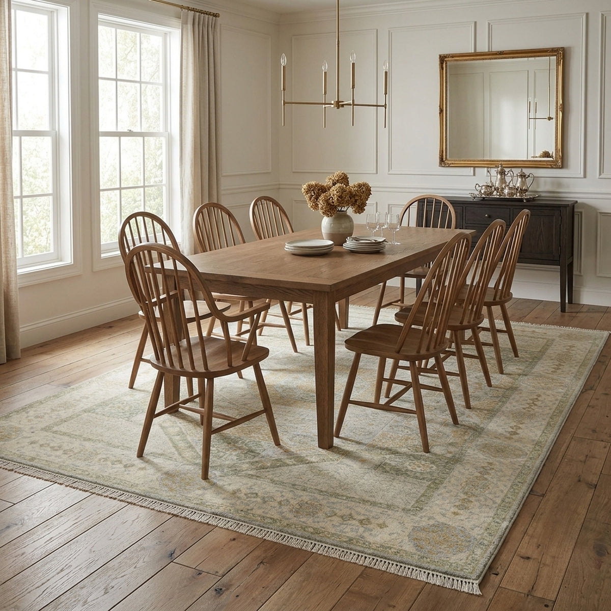 Hand-Knotted Royal Look Mamluk Rug in a dining room