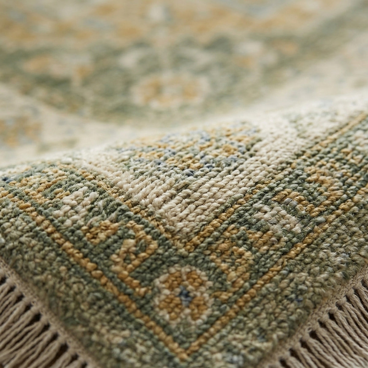 Hand-Knotted Royal Look Mamluk Rug, close up of the texture