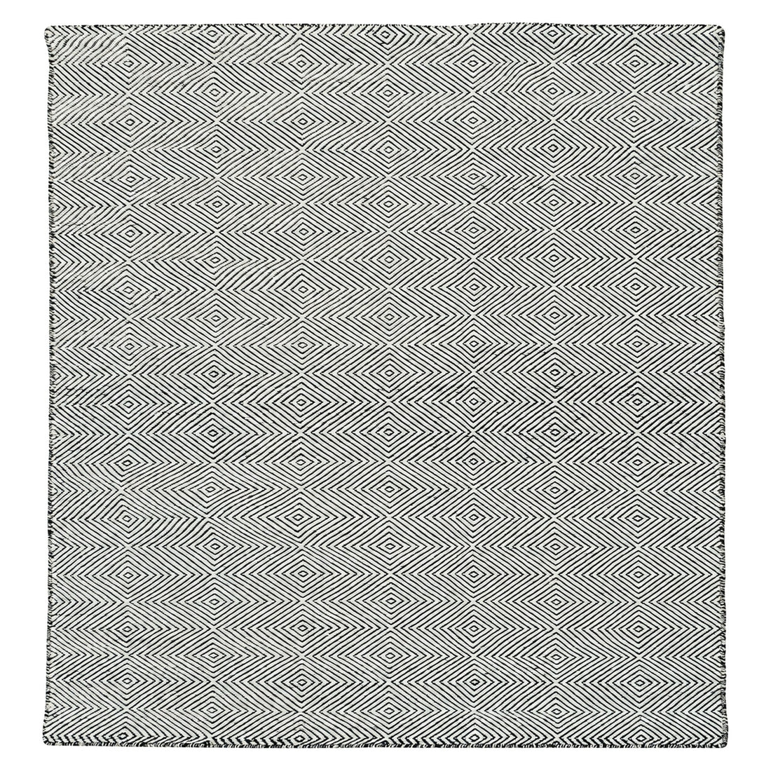 Hand Woven Diamond Textured Rug, full view on a white background