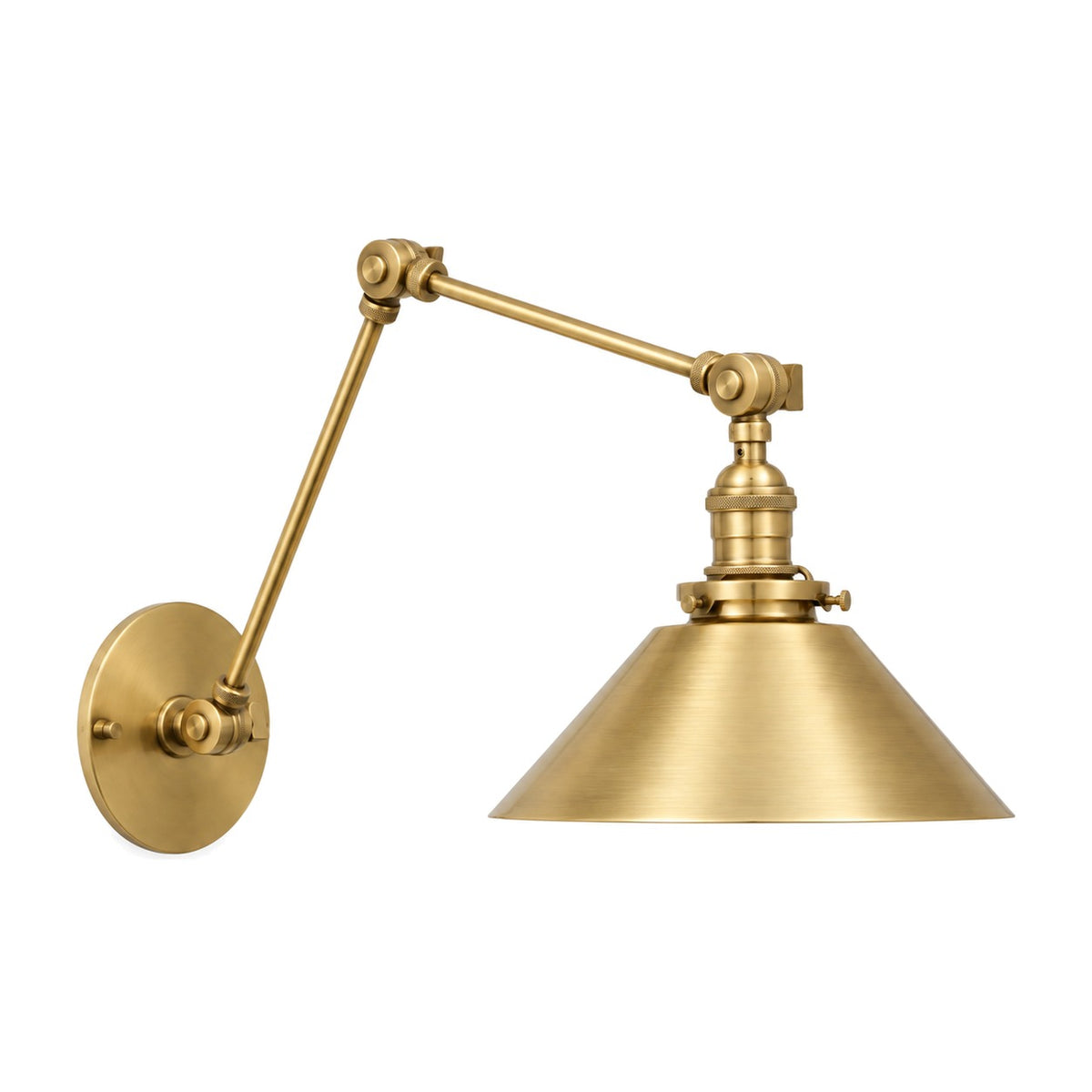 Industrial Style Brass Wall Sconce Light with Adjustable Swivels in brushed brass