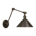 Industrial Style Brass Wall Sconce Light with Adjustable Swivels in blackened brass