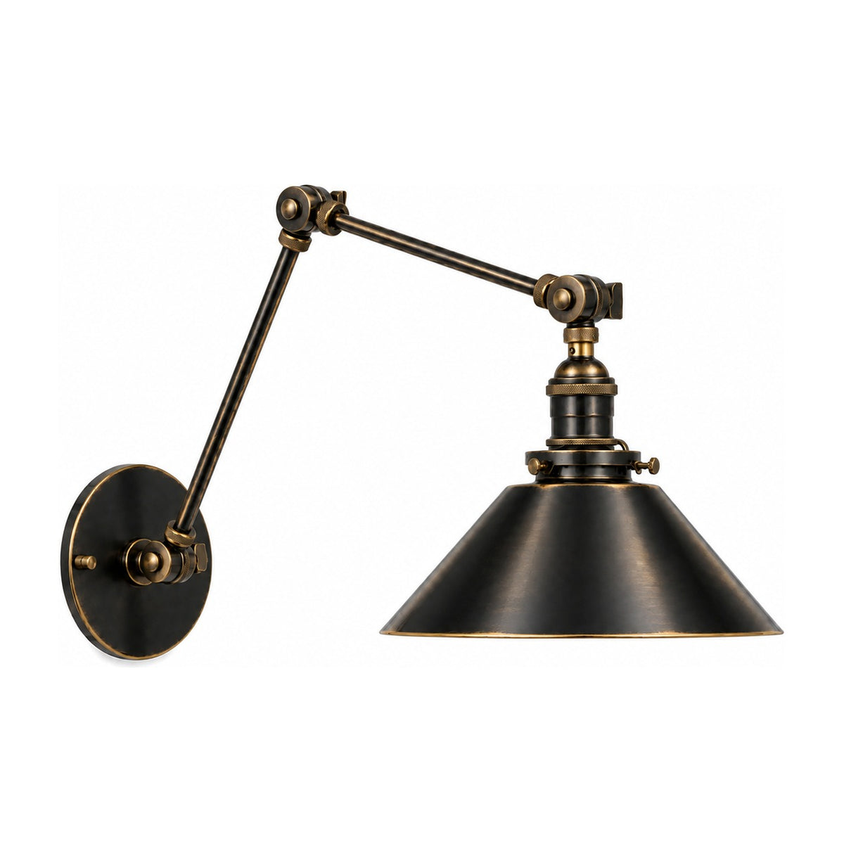 Industrial Style Brass Wall Sconce Light with Adjustable Swivels in antique black