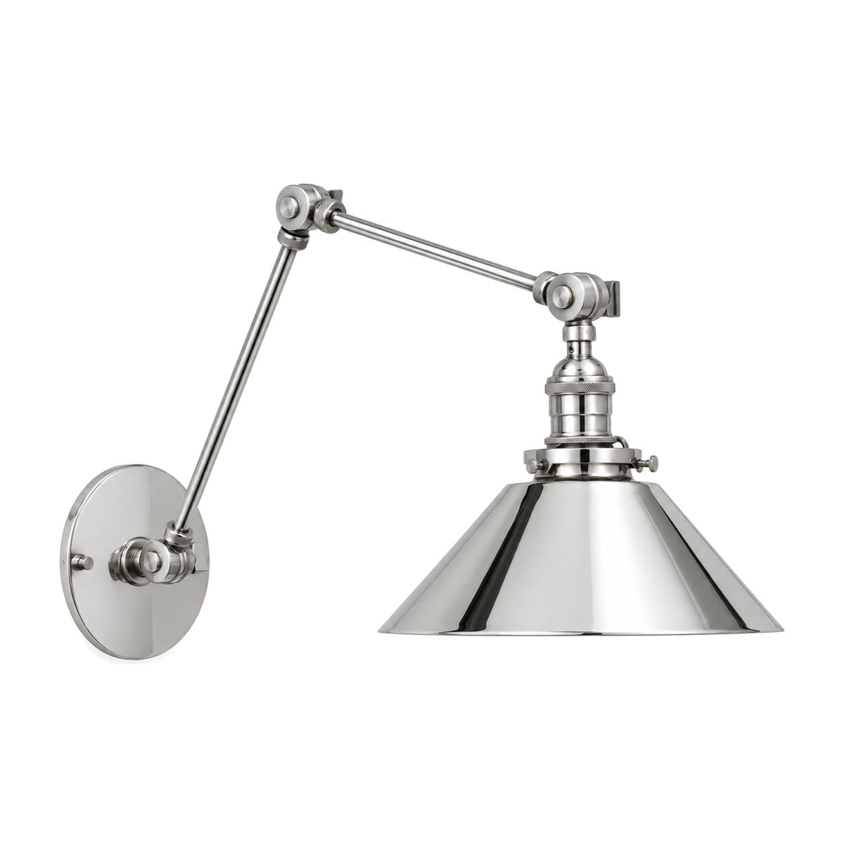 Industrial Style Brass Wall Sconce Light with Adjustable Swivels in polished chrome