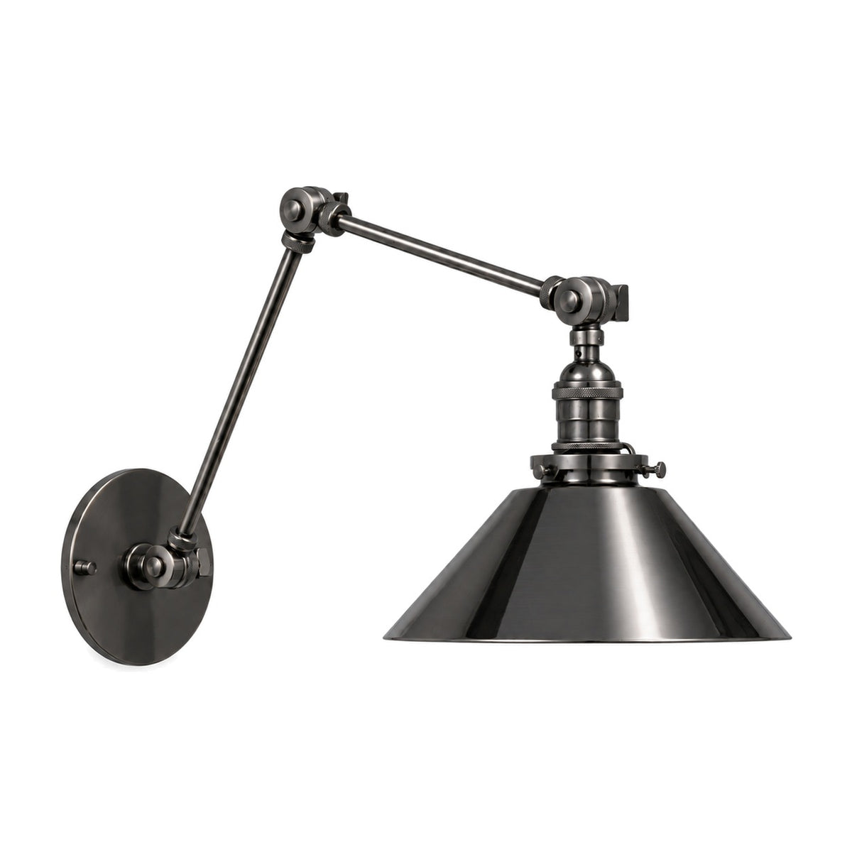 Industrial Style Brass Wall Sconce Light with Adjustable Swivels in blackened brass