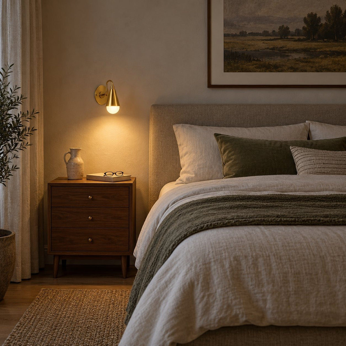 Handcrafted Brass Wall Sconce – Compact Dome Design in a room