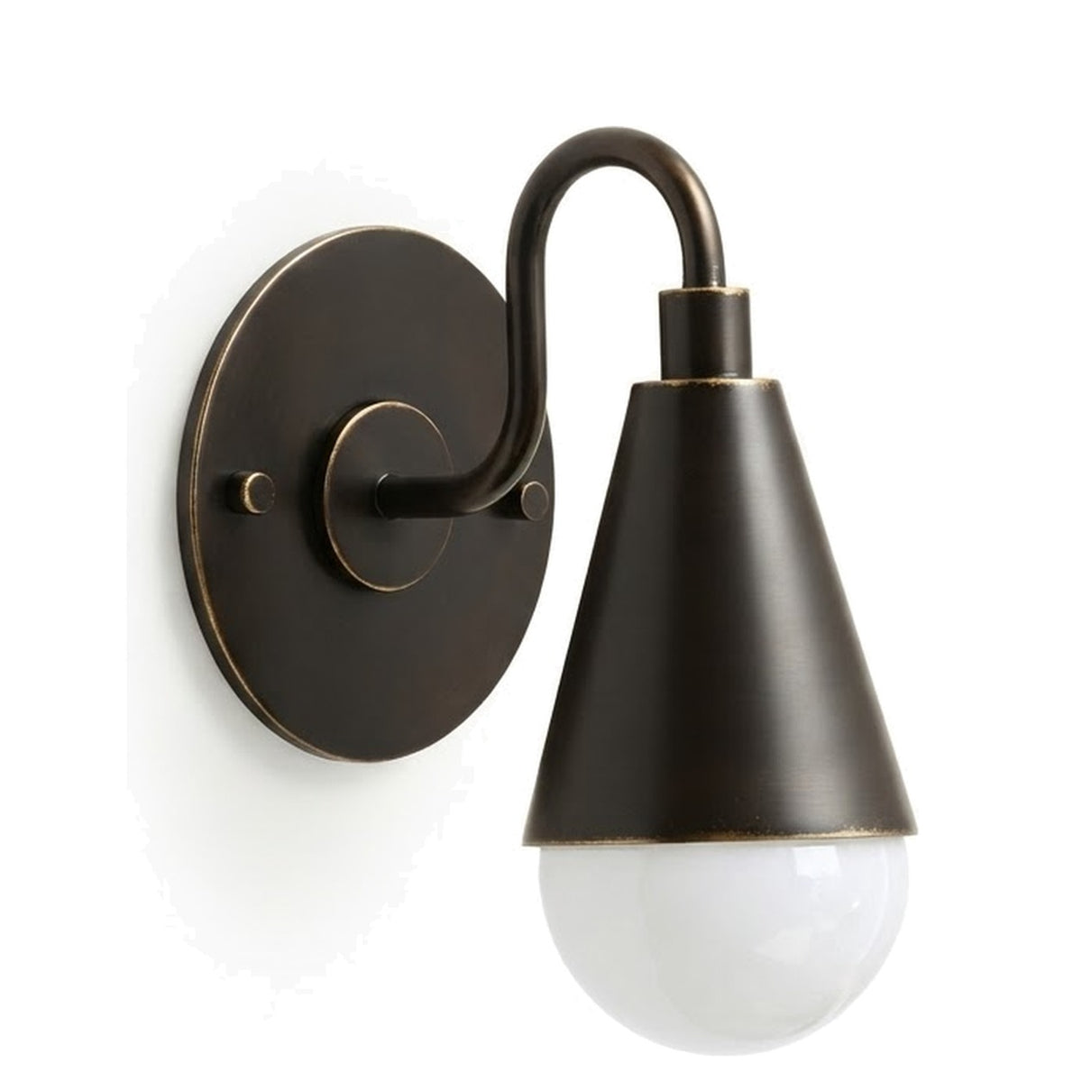 Handcrafted Brass Wall Sconce – Compact Dome Design in blackened brass