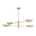 Handmade Four-Light Modern Stilnovo Ceiling Lamp in polished brass