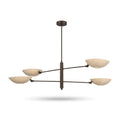 Handmade Four-Light Modern Stilnovo Ceiling Lamp in antique brass