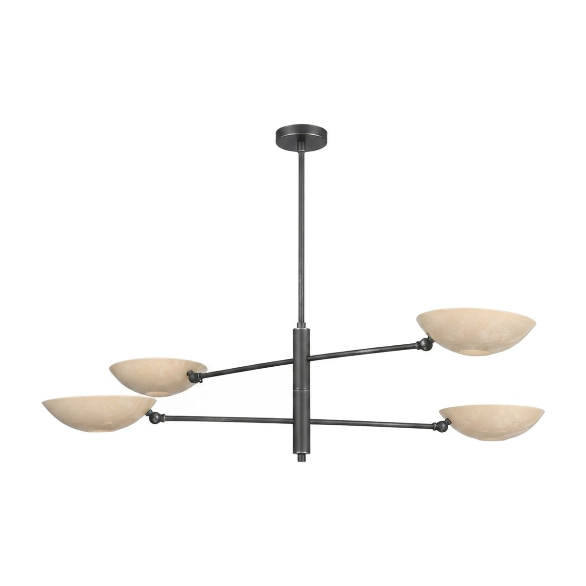 Handmade Four-Light Modern Stilnovo Ceiling Lamp in antique black