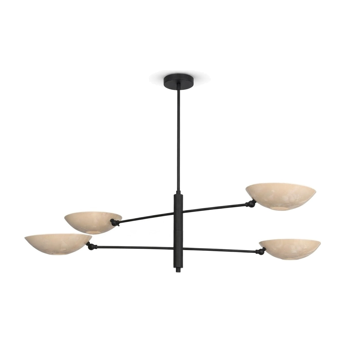 Handmade Four-Light Modern Stilnovo Ceiling Lamp in matt black
