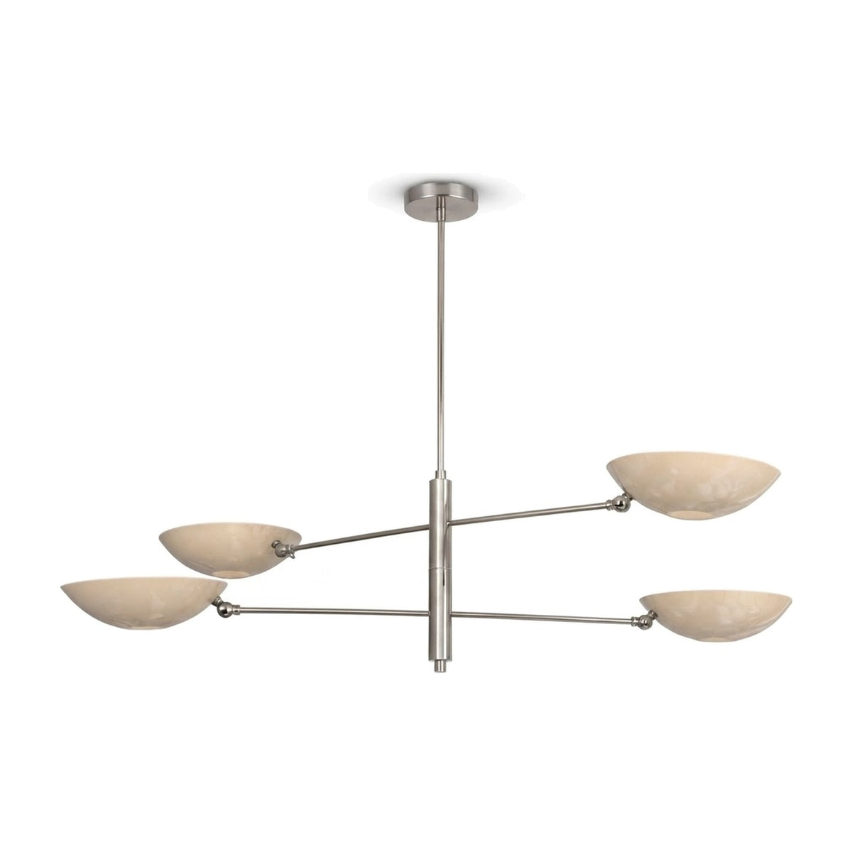 Handmade Four-Light Modern Stilnovo Ceiling Lamp in brushed chrome
