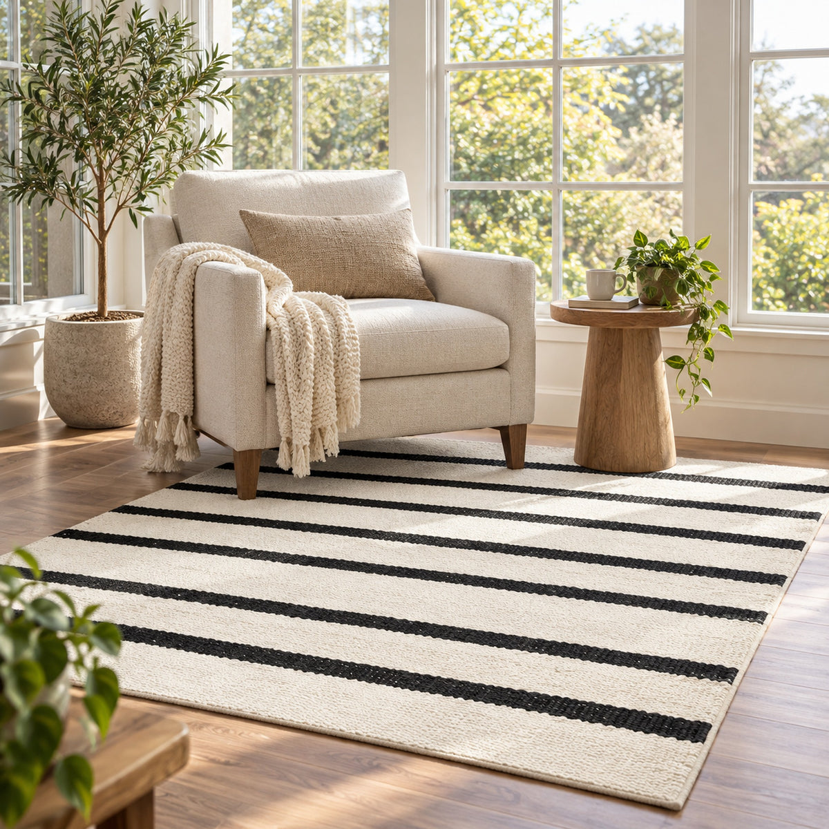 Hemp Jute Rug - White Cool for Any Space in a reading nook