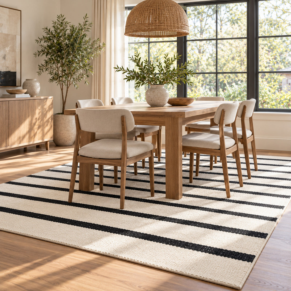 Hemp Jute Rug - White Cool for Any Space in a dining room