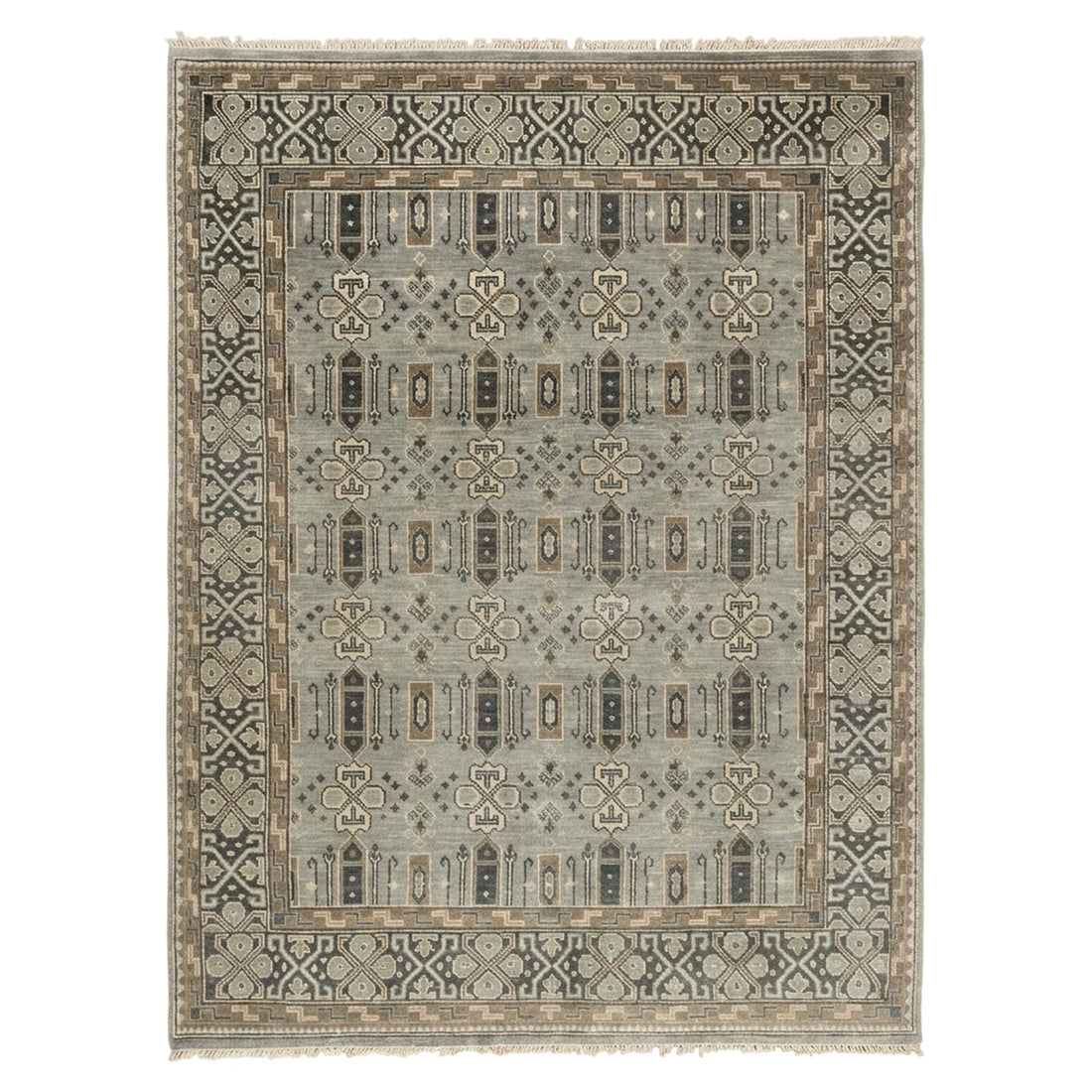 Ikat Stylish Design Hand-Knotted Rug, full view on a white background