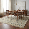 Ikat Traditional Floral Handmade Rug in a dining room
