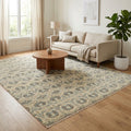Ikat Traditional Floral Handmade Rug in a living room