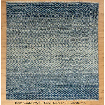 Denim blue Indo Savannah Soft Wool Rug