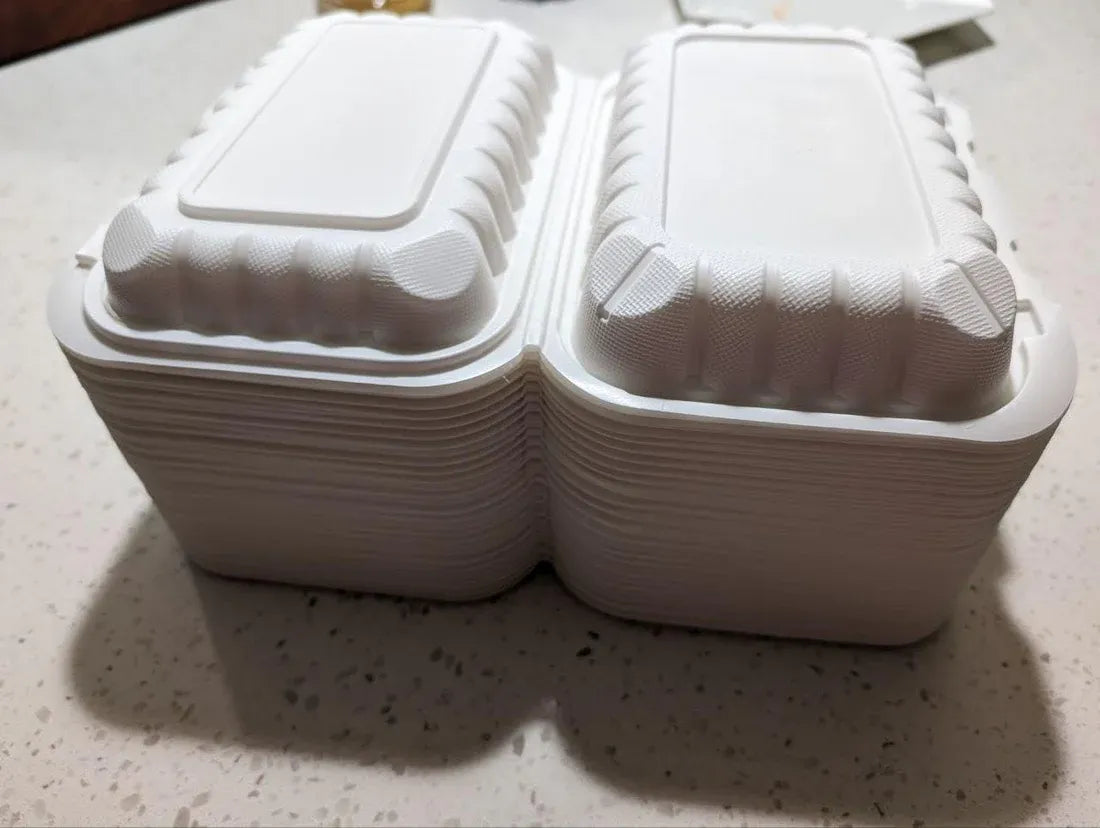 9" x 6" 1-Compartment White Plastic Hinged Take-Out Container – 150/Case