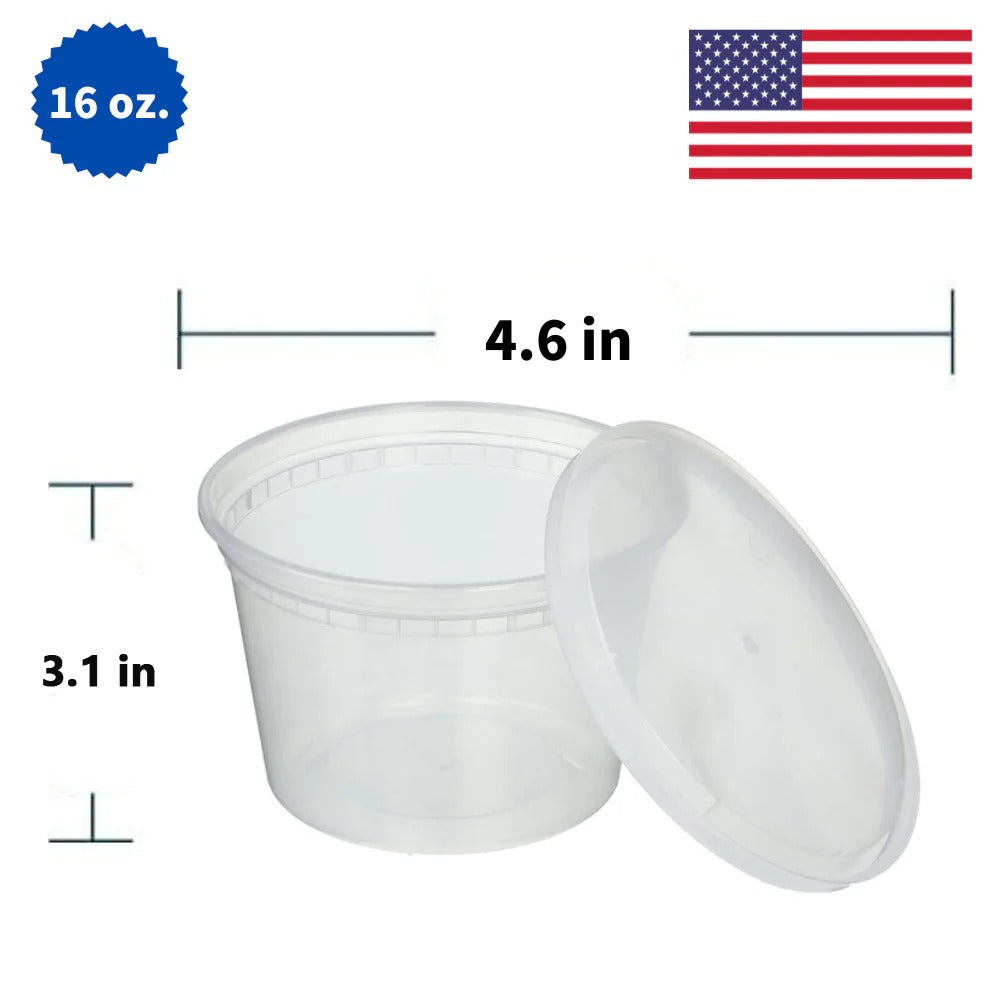 16 oz PP Plastic Deli Containers with Lids – Heavy-Duty, Leak-Proof, Microwavable Food Storage