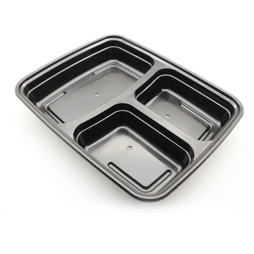 39 oz Heavy Duty  3 Compartment Rectangular Microwavable Container with Lid - 150/Case