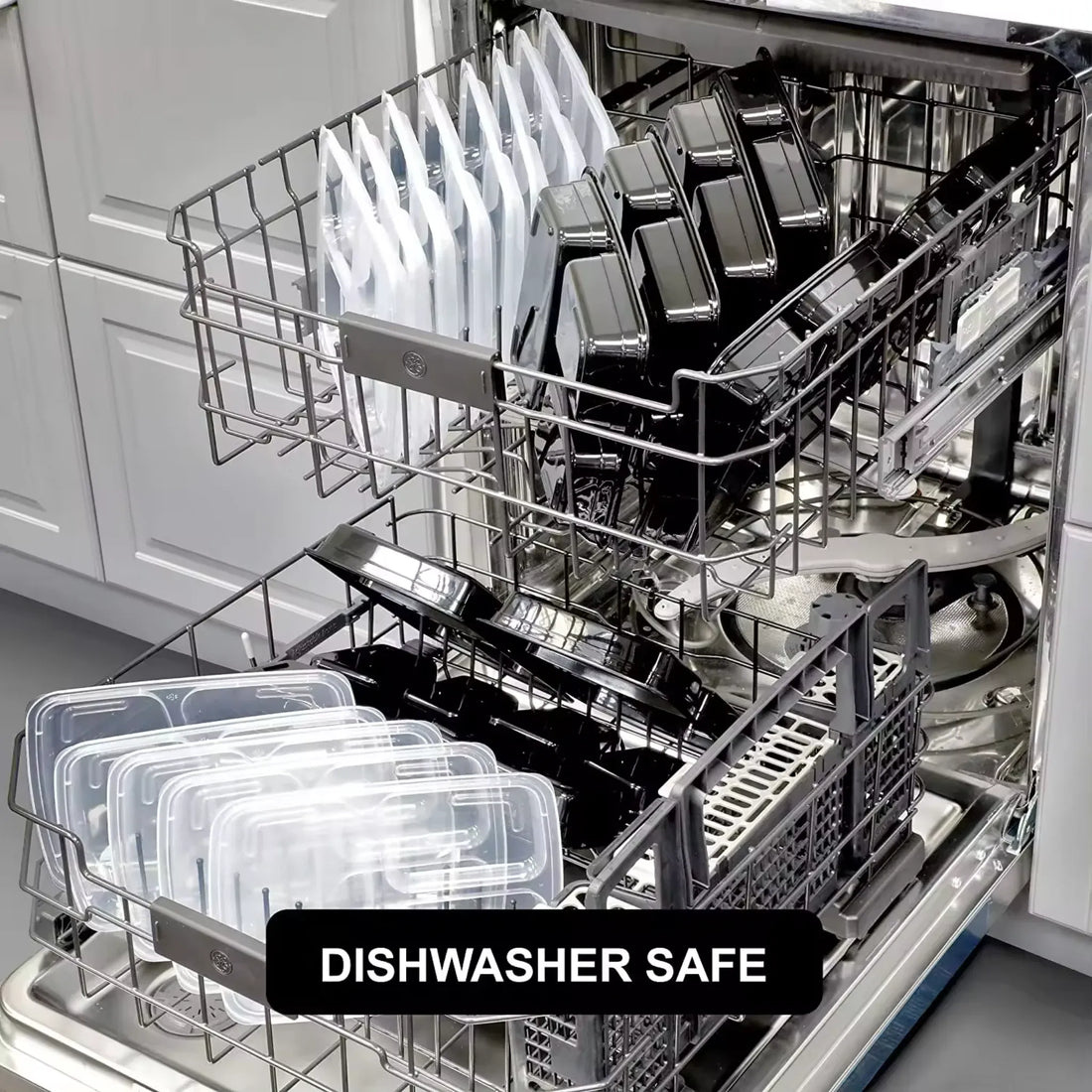 39 oz Heavy Duty  3 Compartment Rectangular Microwavable Container with Lid - 150/Case
