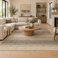 Indian Geometric Gabbeh Beige Brown Area Rug in a living room
