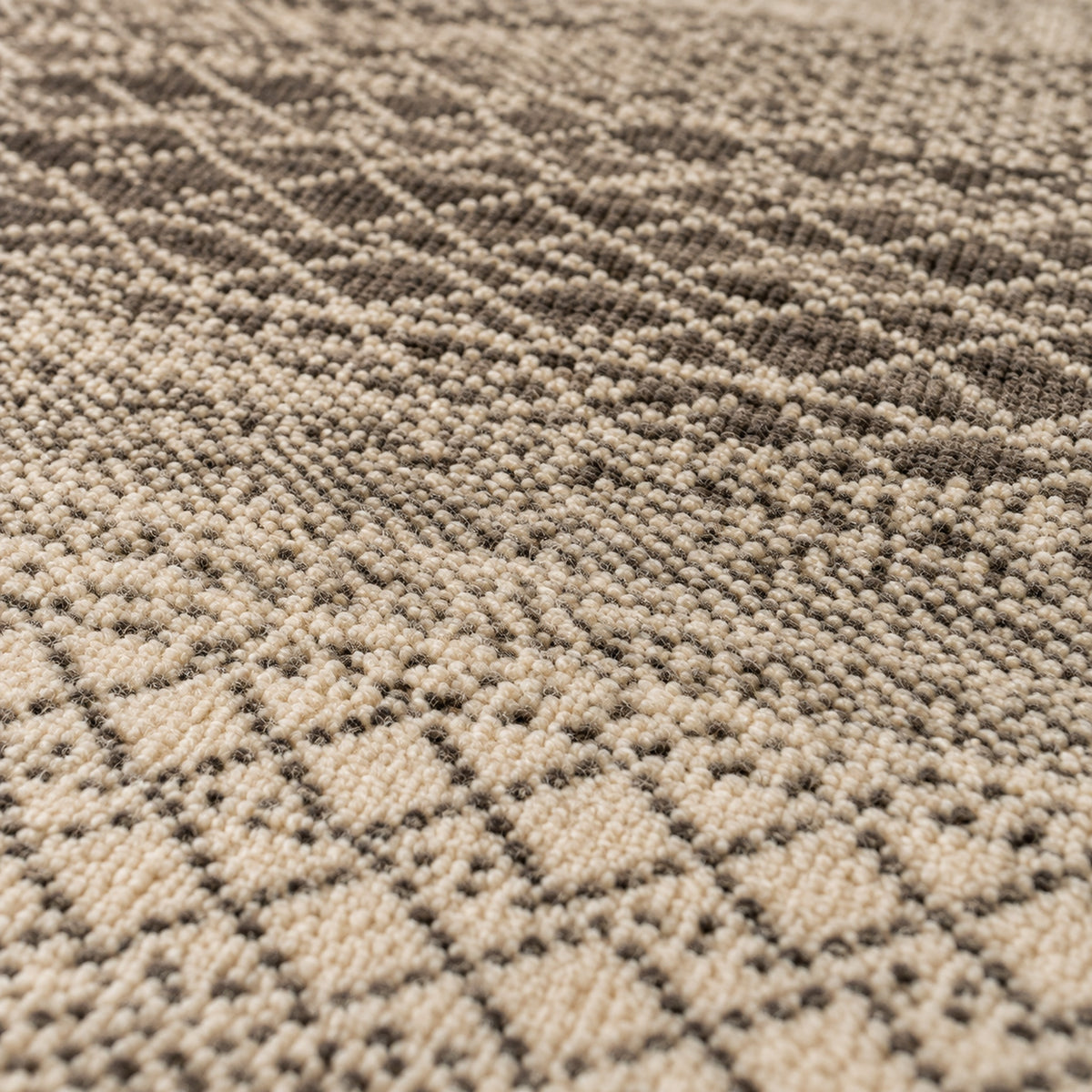 Indian Geometric Gabbeh Beige Brown Area Rug, close up of the texture