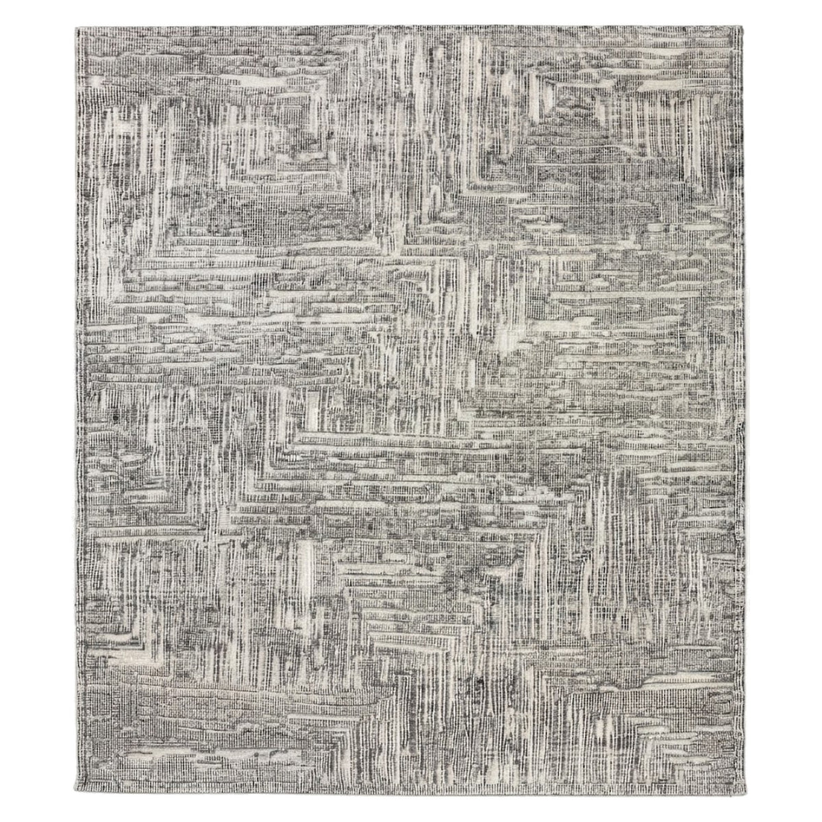 Irradiant Ivory Charcoal Rug, full view on a white background