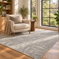 Irradiant Ivory Charcoal Rug in a reading nook