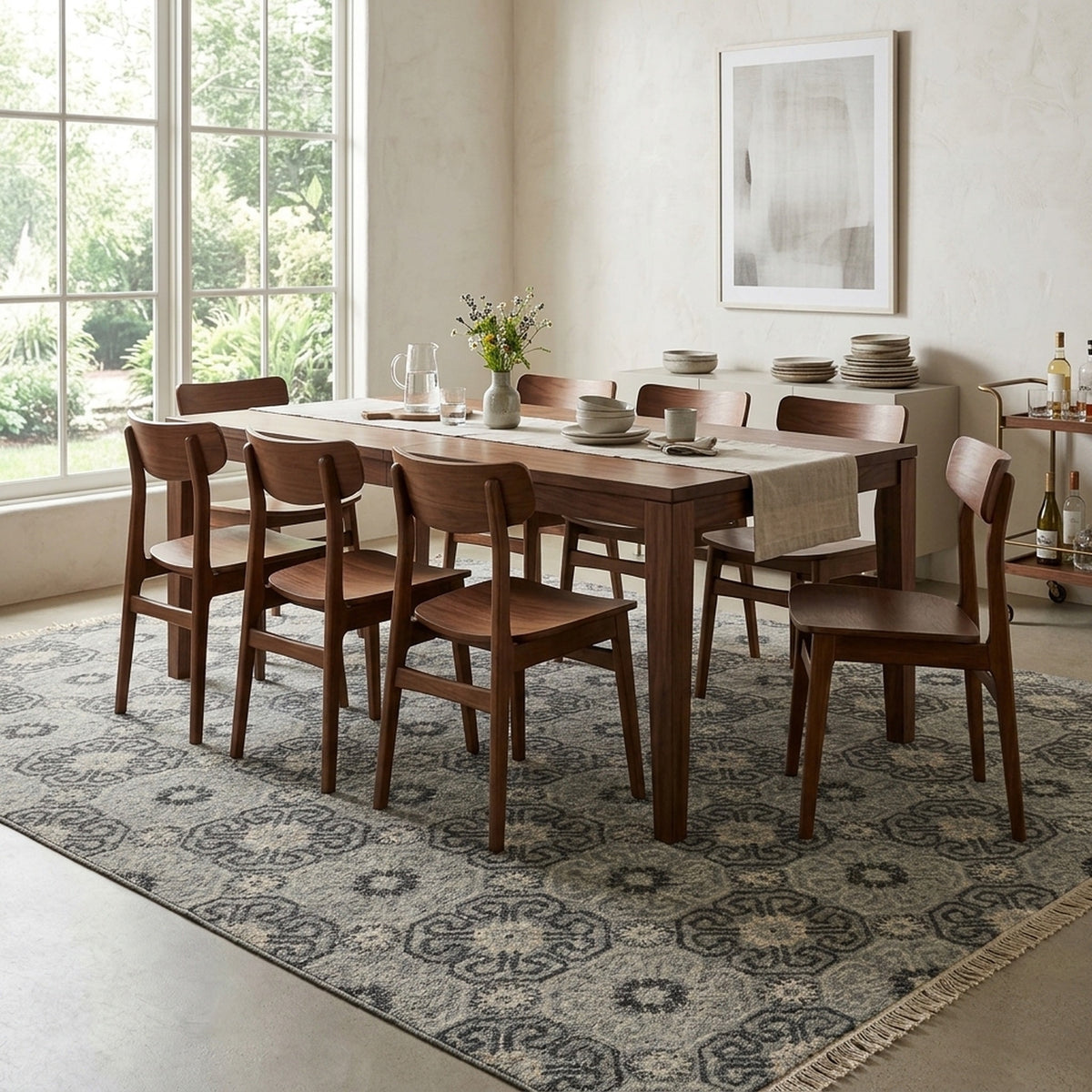 Ishahan Ikat Persian Style Rug in a dining room