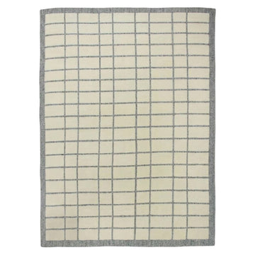 Ivory Grey Hand Loom Rug, full view on a white background