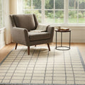 Ivory Grey Hand Loom Rug in a reading nook