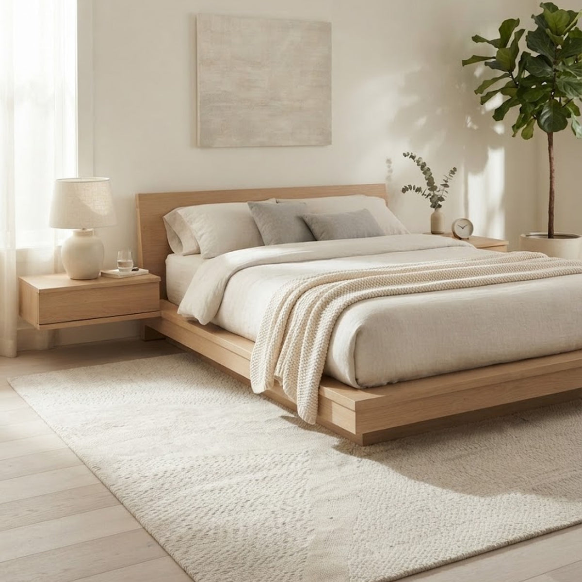 Ivory Pear Rugs in a bedroom
