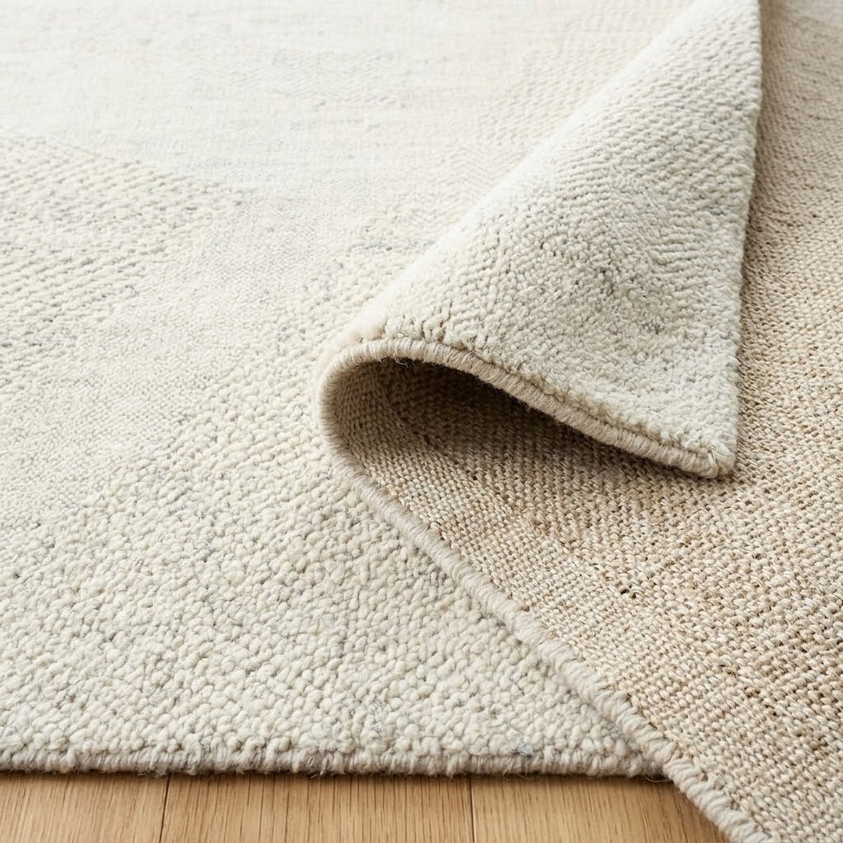 Ivory Pear Rugs, folded corner showing the back