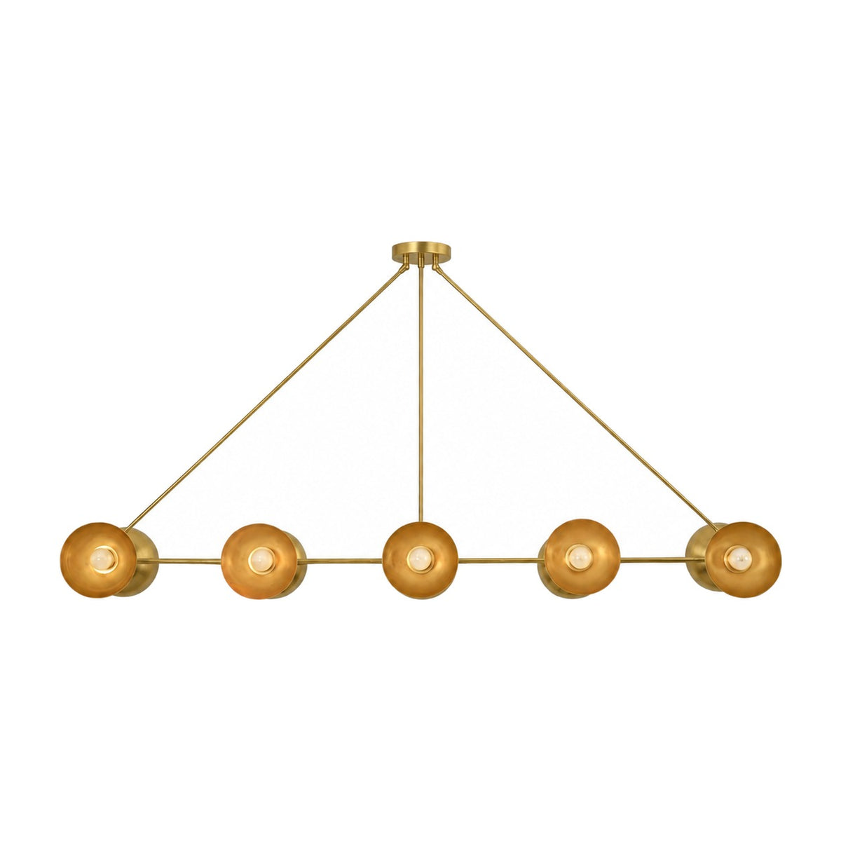 Large Handmade Ten-Light Brass Sputnik Dining Chandelier in brushed brass