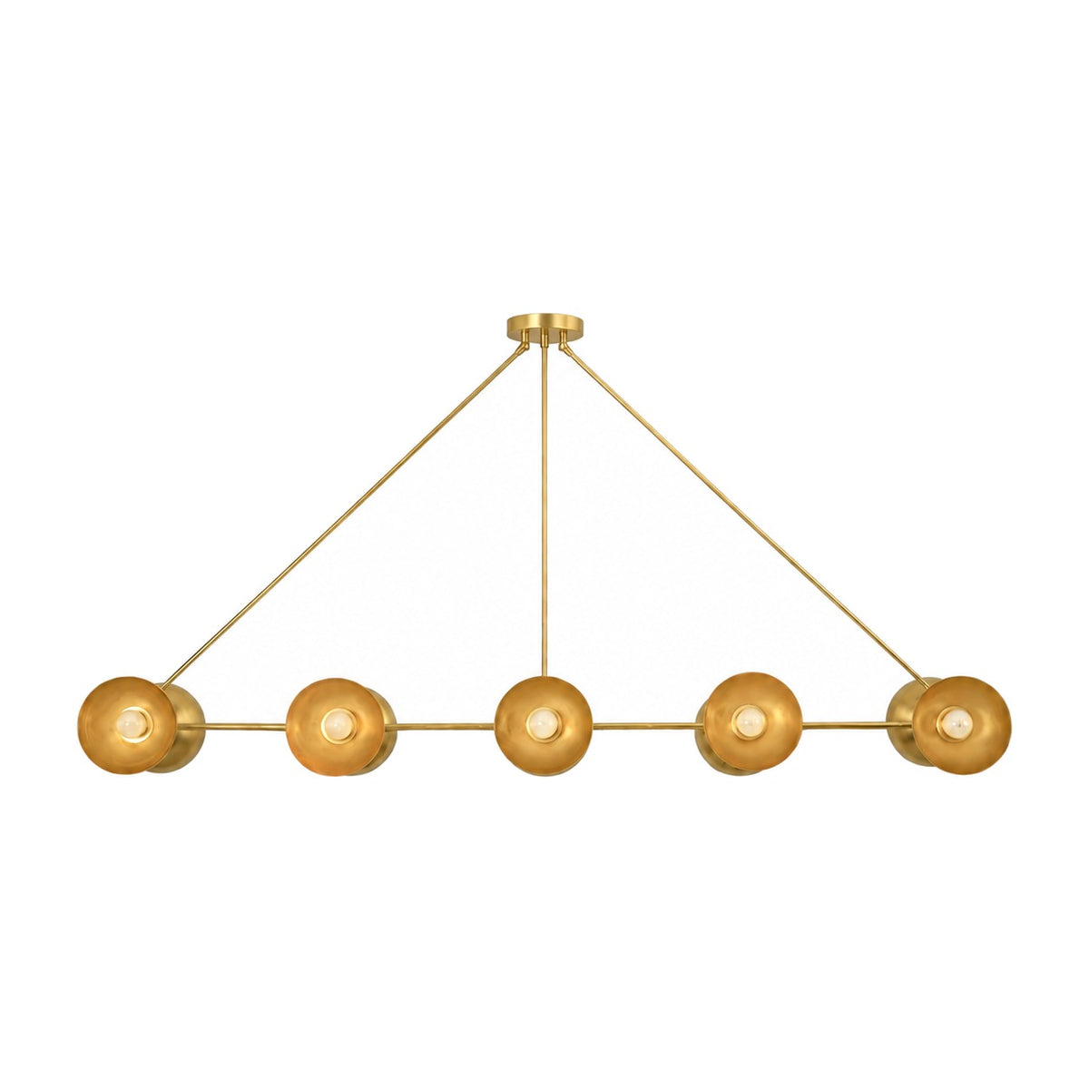 Large Handmade Ten-Light Brass Sputnik Dining Chandelier in raw brass