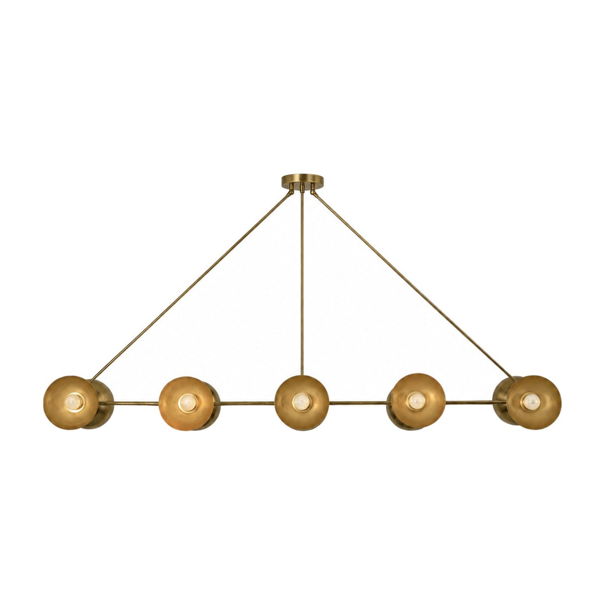 Large Handmade Ten-Light Brass Sputnik Dining Chandelier in antique brass