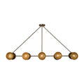 Large Handmade Ten-Light Brass Sputnik Dining Chandelier in blackened brass