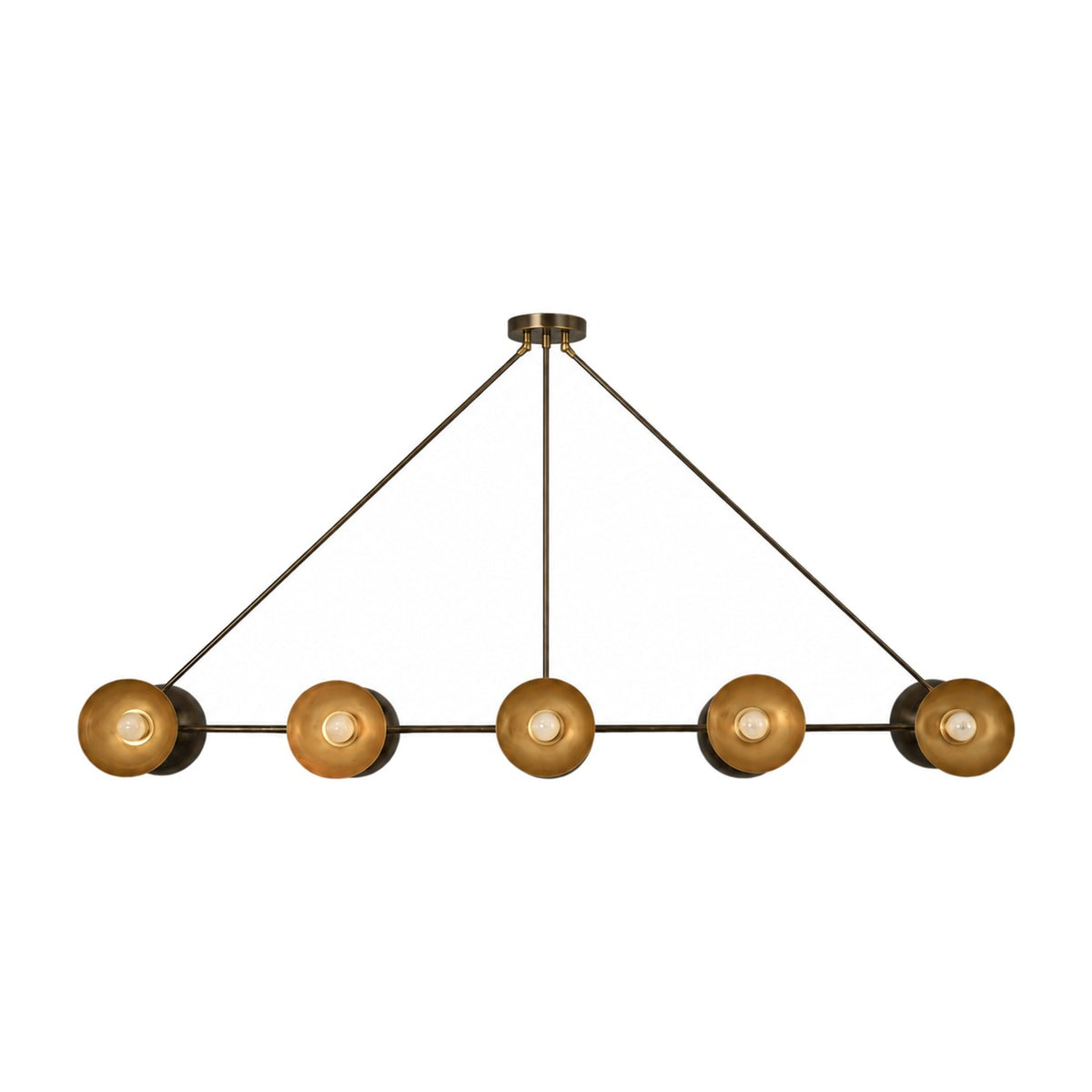 Large Handmade Ten-Light Brass Sputnik Dining Chandelier in blackened brass
