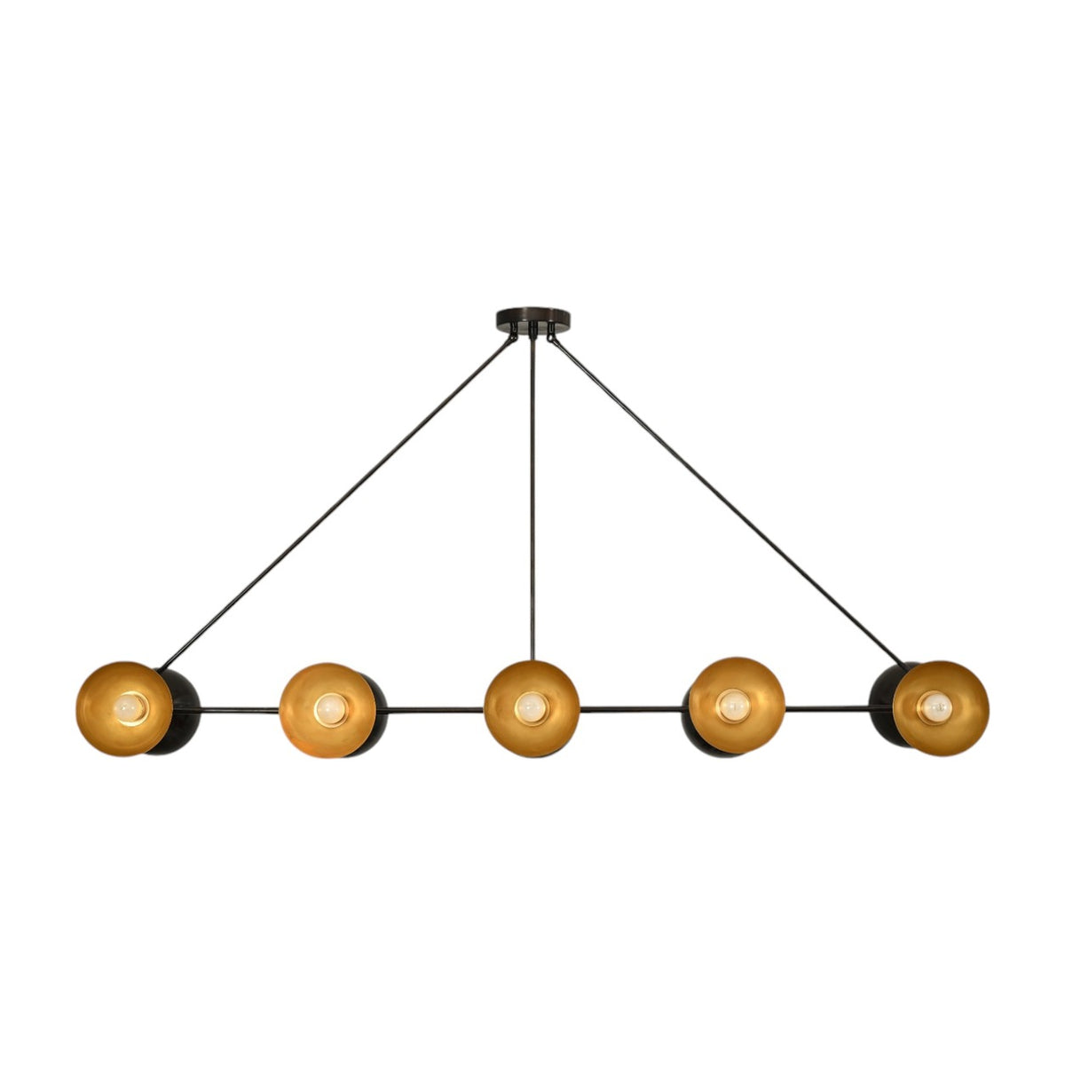Large Handmade Ten-Light Brass Sputnik Dining Chandelier in antique black