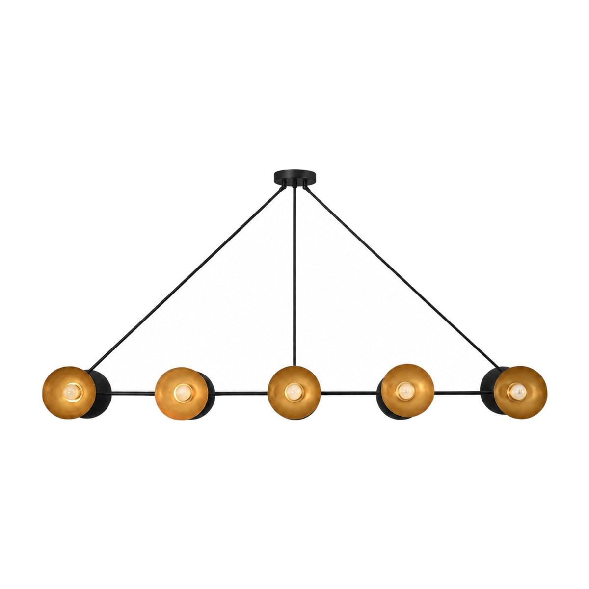 Large Handmade Ten-Light Brass Sputnik Dining Chandelier in matt black