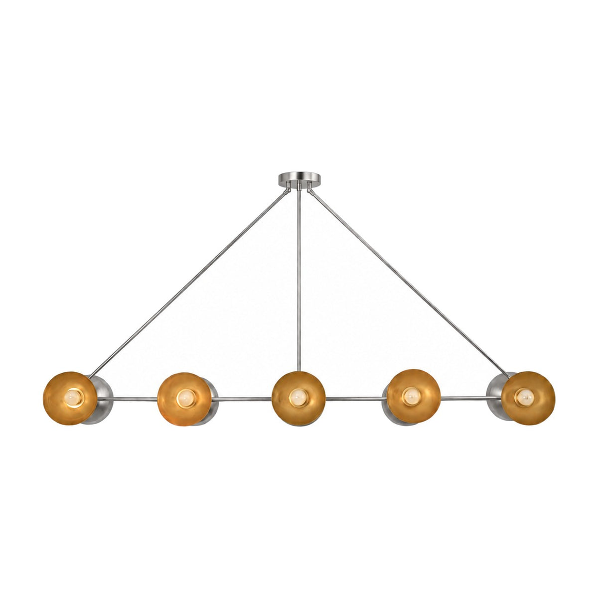 Large Handmade Ten-Light Brass Sputnik Dining Chandelier in brushed chrome