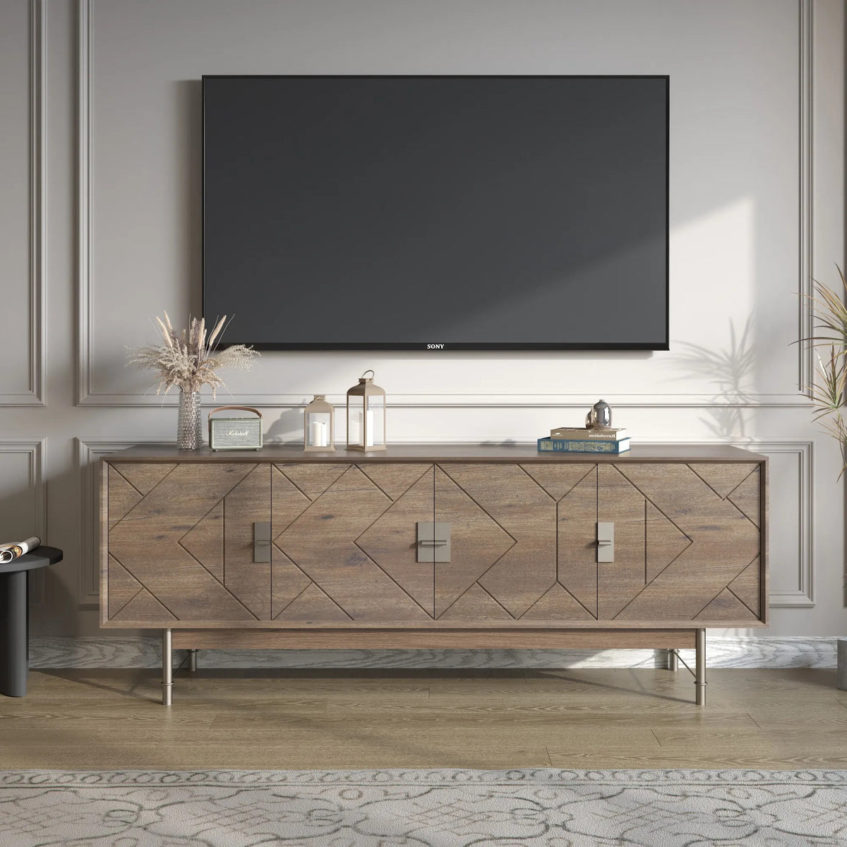 Light Walnut TV Console 66in, view 2