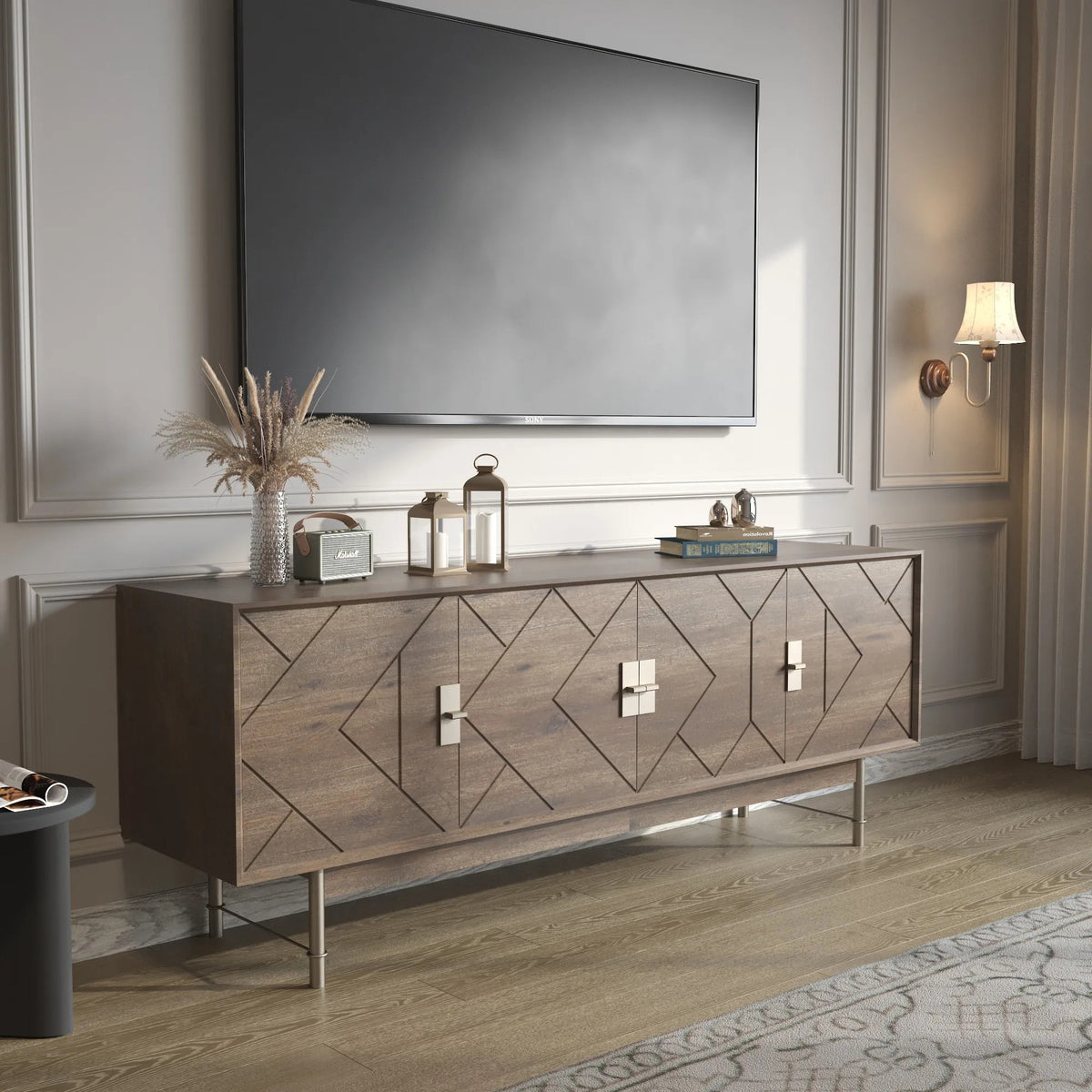 Light Walnut TV Console 66in, view 3