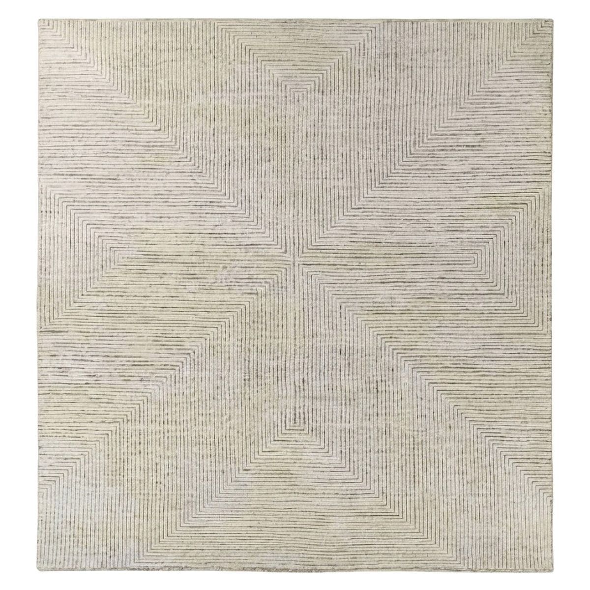 Linear ivory striped rug, full view on a white background