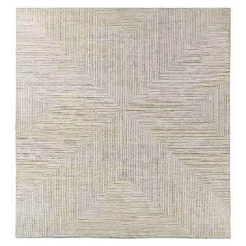 Linear ivory striped rug, full view on a white background