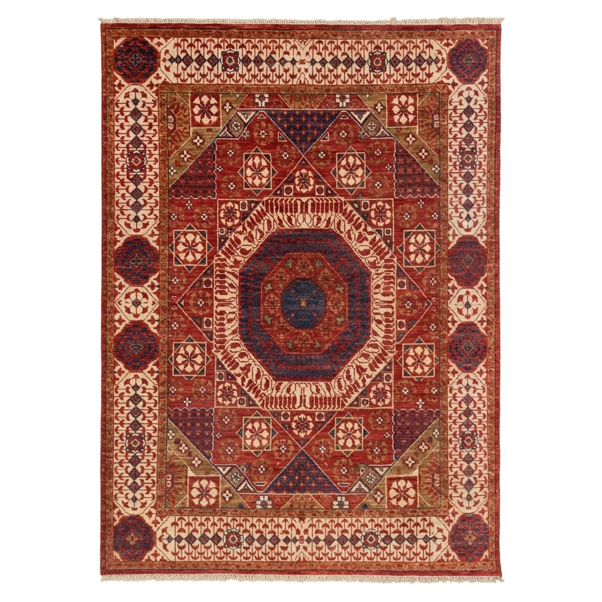 Luxurious Hand-Knotted Mamluk Rug for Chic Interiors, full view on a white background